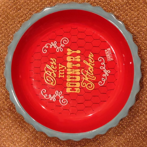 Deep dish country pie plate bless My country kitchen, ceramic
